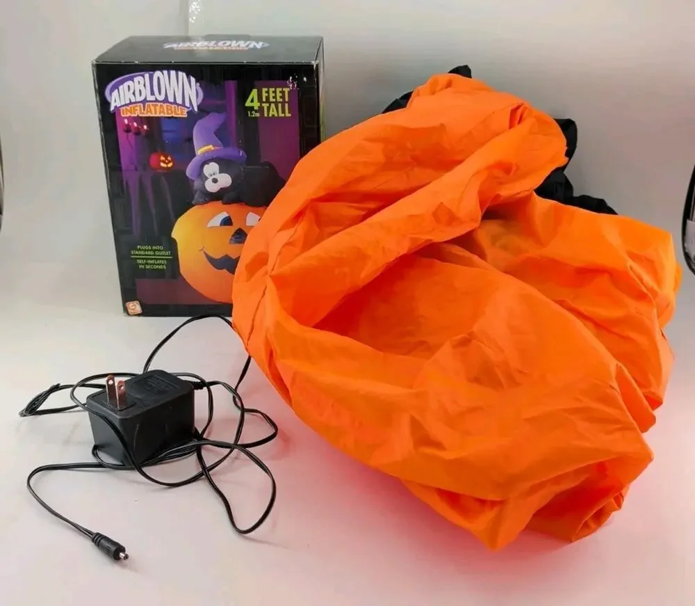 Gemmy Airblown Inflatable 2005 Black Cat On Pumpkin 4 Ft Halloween Open Box